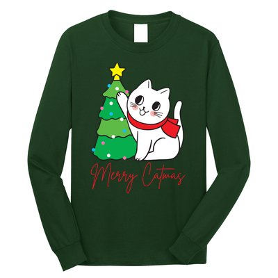 Merry Catmas Cute Christmas Cat Lover Long Sleeve Shirt