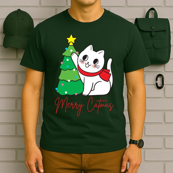Merry Catmas Cute Christmas Cat Lover T-Shirt