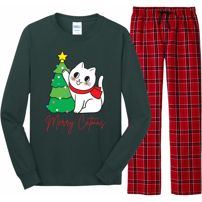 Merry Catmas Cute Christmas Cat Lover Long Sleeve Pajama Set