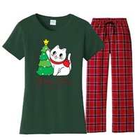 Merry Catmas Cute Christmas Cat Lover Women's Flannel Pajama Set