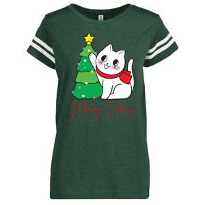 Merry Catmas Cute Christmas Cat Lover Enza Ladies Jersey Football T-Shirt