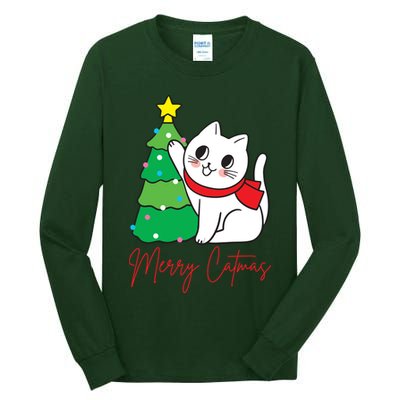 Merry Catmas Cute Christmas Cat Lover Tall Long Sleeve T-Shirt