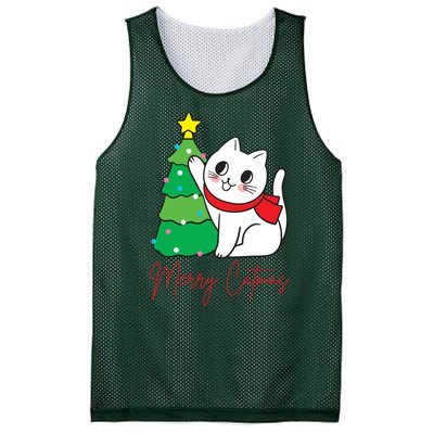 Merry Catmas Cute Christmas Cat Lover Mesh Reversible Basketball Jersey Tank