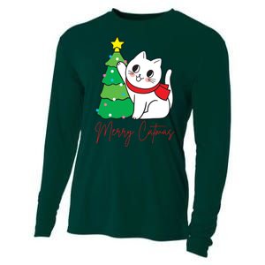 Merry Catmas Cute Christmas Cat Lover Cooling Performance Long Sleeve Crew