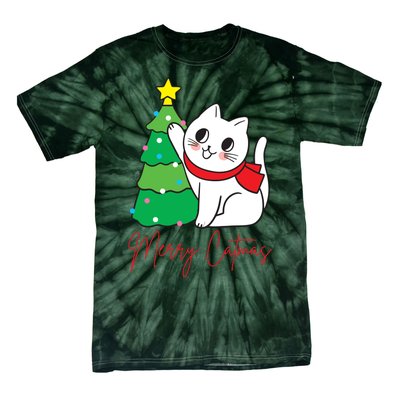 Merry Catmas Cute Christmas Cat Lover Tie-Dye T-Shirt