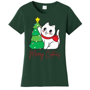 Merry Catmas Cute Christmas Cat Lover Women's T-Shirt