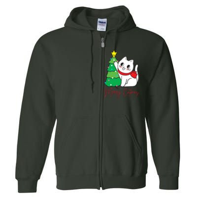 Merry Catmas Cute Christmas Cat Lover Full Zip Hoodie