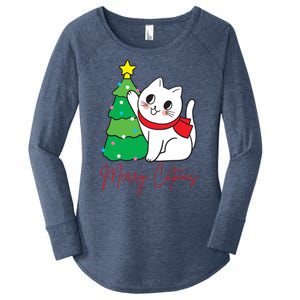 Merry Catmas Cute Christmas Cat Lover Women's Perfect Tri Tunic Long Sleeve Shirt