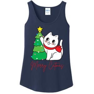 Merry Catmas Cute Christmas Cat Lover Ladies Essential Tank