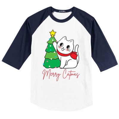 Merry Catmas Cute Christmas Cat Lover Baseball Sleeve Shirt