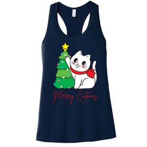 Merry Catmas Cute Christmas Cat Lover Women's Racerback Tank