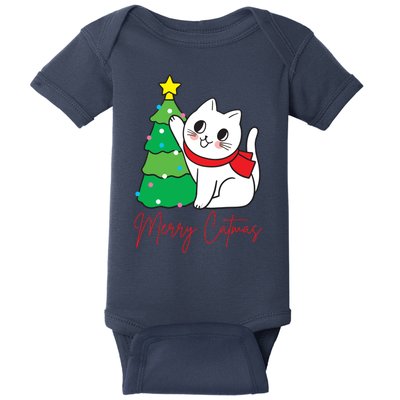 Merry Catmas Cute Christmas Cat Lover Baby Bodysuit