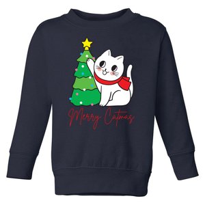 Merry Catmas Cute Christmas Cat Lover Toddler Sweatshirt