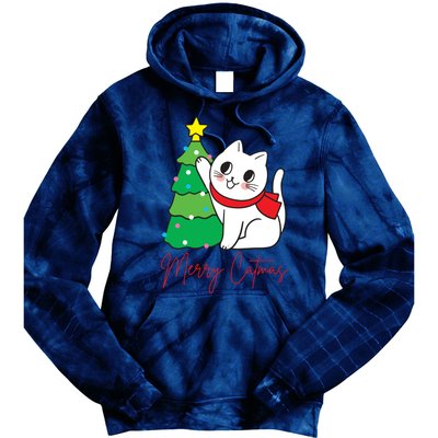 Merry Catmas Cute Christmas Cat Lover Tie Dye Hoodie