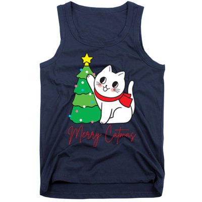 Merry Catmas Cute Christmas Cat Lover Tank Top