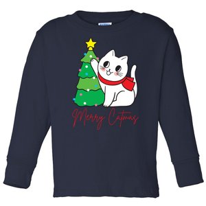 Merry Catmas Cute Christmas Cat Lover Toddler Long Sleeve Shirt