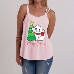 Merry Catmas Cute Christmas Cat Lover Women's Strappy Tank