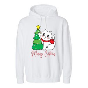 Merry Catmas Cute Christmas Cat Lover Garment-Dyed Fleece Hoodie