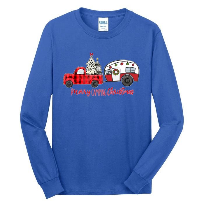 Merry Camping Christmas Vintage Truck Camper RvErs Great Gift Tall Long Sleeve T-Shirt