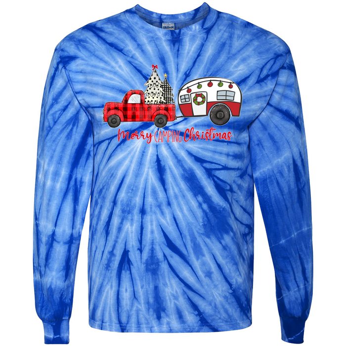 Merry Camping Christmas Vintage Truck Camper RvErs Great Gift Tie-Dye Long Sleeve Shirt