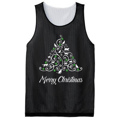 Merry Catmas Christmas Cat Tree Cats Funny Meowy Cats Lovers Mesh Reversible Basketball Jersey Tank