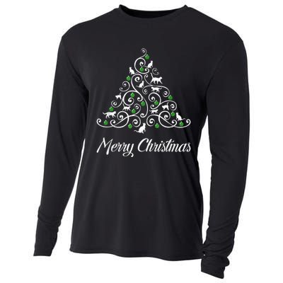 Merry Catmas Christmas Cat Tree Cats Funny Meowy Cats Lovers Cooling Performance Long Sleeve Crew