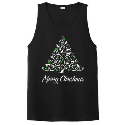 Merry Catmas Christmas Cat Tree Cats Funny Meowy Cats Lovers PosiCharge Competitor Tank