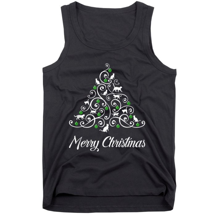 Merry Catmas Christmas Cat Tree Cats Funny Meowy Cats Lovers Tank Top