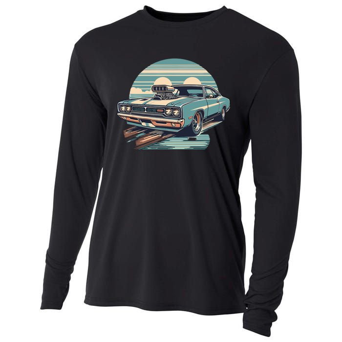 Muscle Car (Classic Vintage Retro Design) Cooling Performance Long Sleeve Crew