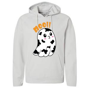 Moo! Cute Cow Boo Ghost Halloween Animal Performance Fleece Hoodie