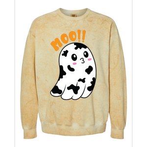 Moo! Cute Cow Boo Ghost Halloween Animal Colorblast Crewneck Sweatshirt