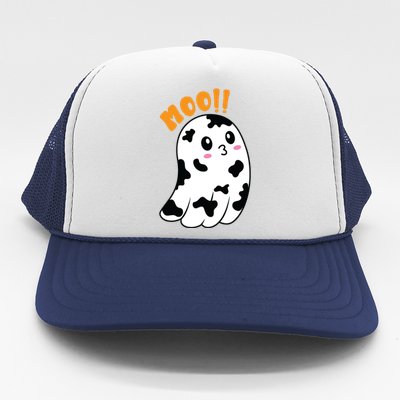 Moo! Cute Cow Boo Ghost Halloween Animal Trucker Hat