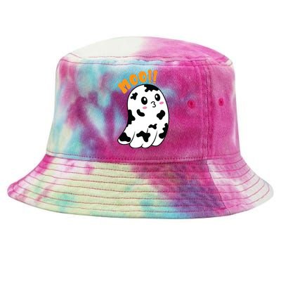 Moo! Cute Cow Boo Ghost Halloween Animal Tie-Dyed Bucket Hat