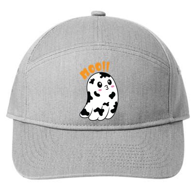 Moo! Cute Cow Boo Ghost Halloween Animal 7-Panel Snapback Hat