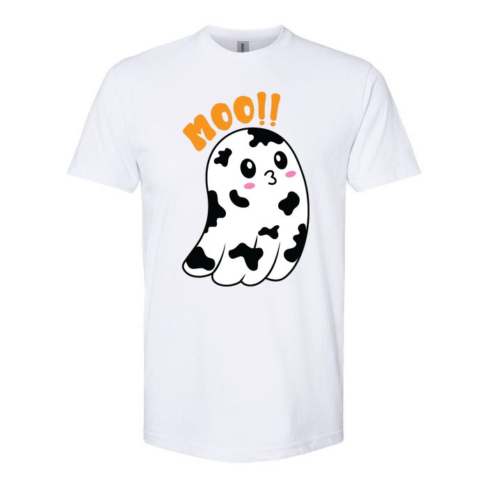 Moo! Cute Cow Boo Ghost Halloween Animal Softstyle CVC T-Shirt