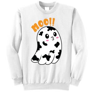 Moo! Cute Cow Boo Ghost Halloween Animal Sweatshirt