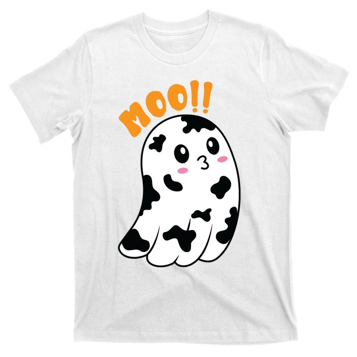 Moo! Cute Cow Boo Ghost Halloween Animal T-Shirt