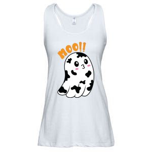 Moo! Cute Cow Boo Ghost Halloween Animal Ladies Essential Flowy Tank