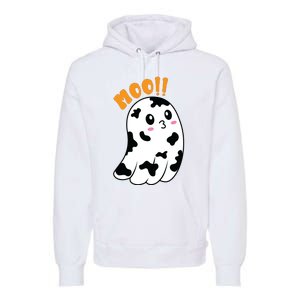 Moo! Cute Cow Boo Ghost Halloween Animal Premium Hoodie