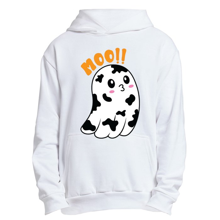 Moo! Cute Cow Boo Ghost Halloween Animal Urban Pullover Hoodie