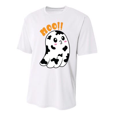 Moo! Cute Cow Boo Ghost Halloween Animal Performance Sprint T-Shirt