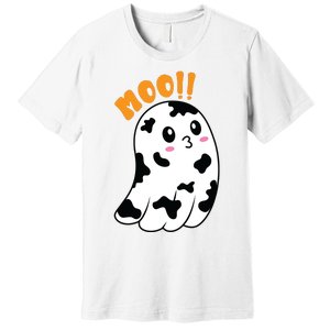 Moo! Cute Cow Boo Ghost Halloween Animal Premium T-Shirt