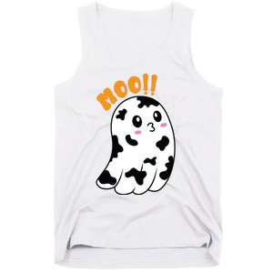 Moo! Cute Cow Boo Ghost Halloween Animal Tank Top