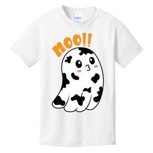 Moo! Cute Cow Boo Ghost Halloween Animal Kids T-Shirt