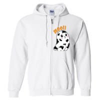 Moo! Cute Cow Boo Ghost Halloween Animal Full Zip Hoodie