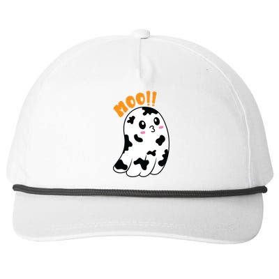 Moo! Cute Cow Boo Ghost Halloween Animal Snapback Five-Panel Rope Hat