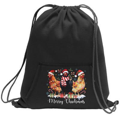 Merry Chickmas Christmas Chicken Coquette Chicken Mom Lover Sweatshirt Cinch Pack Bag