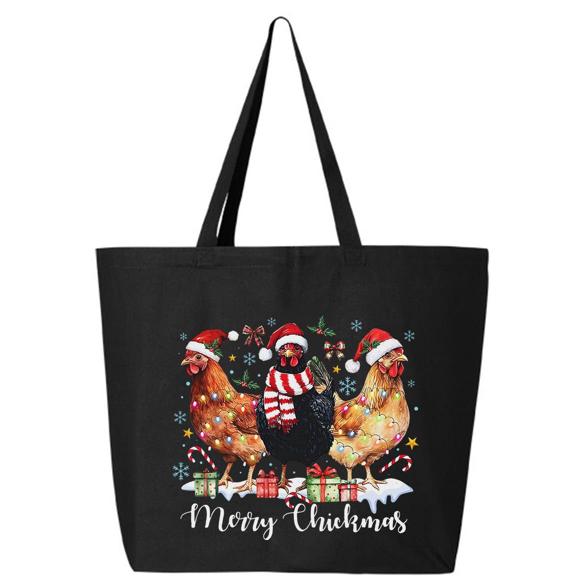 Merry Chickmas Christmas Chicken Coquette Chicken Mom Lover 25L Jumbo Tote