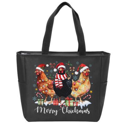 Merry Chickmas Christmas Chicken Coquette Chicken Mom Lover Zip Tote Bag