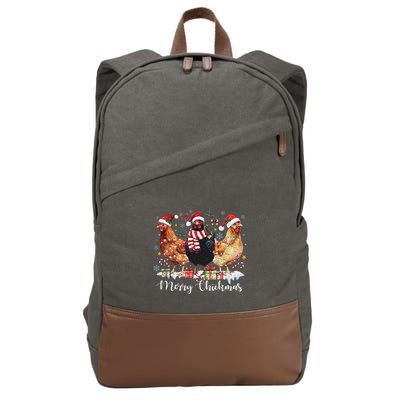 Merry Chickmas Christmas Chicken Coquette Chicken Mom Lover Cotton Canvas Backpack